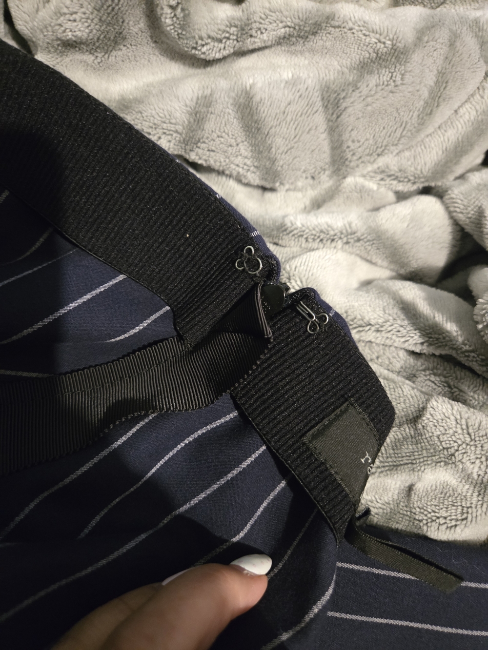 rag & bone Navy Pinstripe Tapered Trousers - Picture 7 of 7